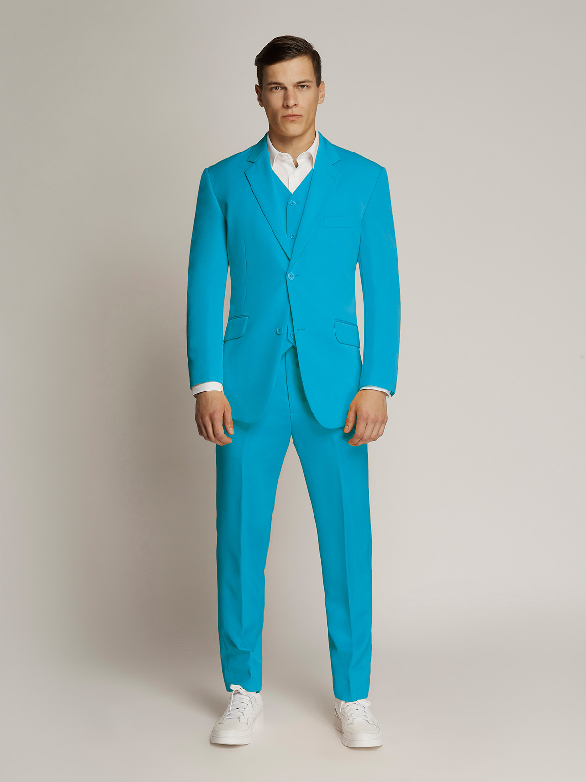 Vegas Fine Twill Plain Microfibre Suit Aqua - Ambassador Collection