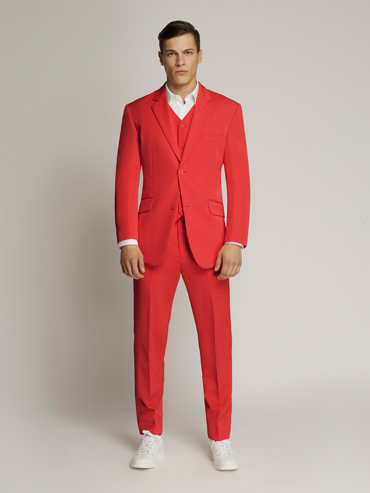Vegas Fine Twill Plain Microfibre Suit Red - Ambassador Collection