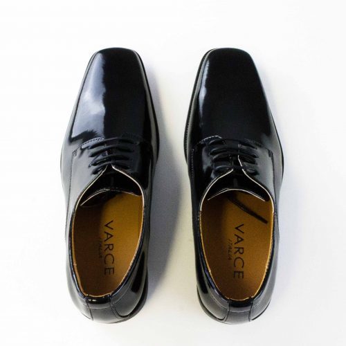 Varce Italia Lace Up Jet Black Patent Leather Shoes