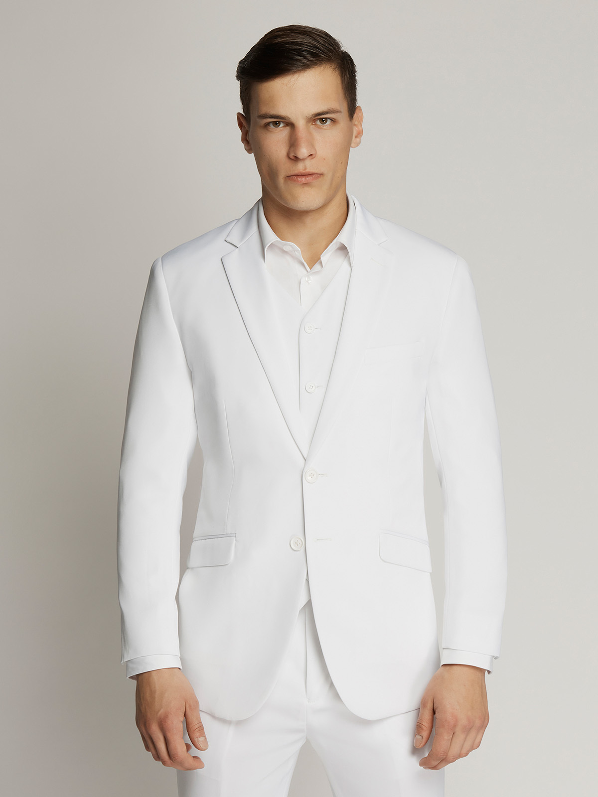 Vegas Fine Twill Plain Microfibre Suit White - Ambassador Collection