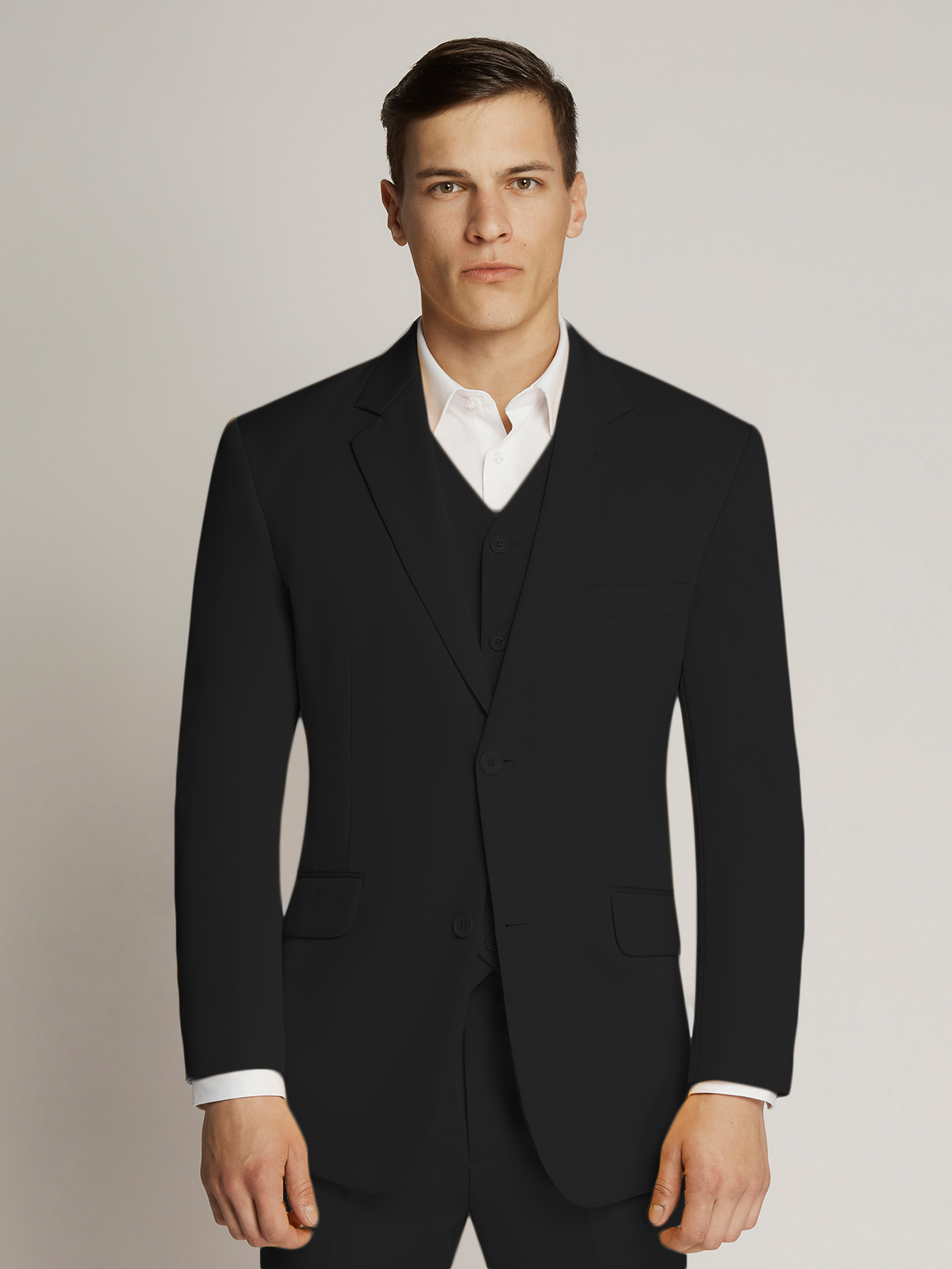 Vegas Fine Twill Plain Microfibre Suit Black - Ambassador Collection