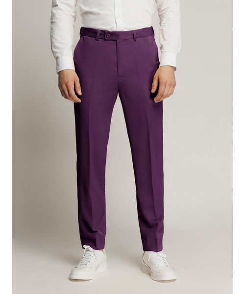 Vegas Fine Twill Plain Microfibre Trousers Purple