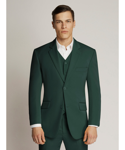 Vegas Fine Twill Plain Microfibre Suit D. Green
