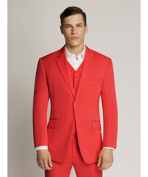 Vegas Fine Twill Plain Microfibre Suit Red