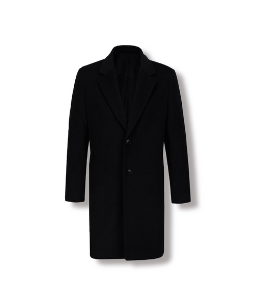 Black Merino Wool Overcoat