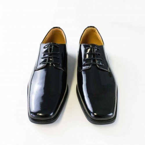 Varce Italia Lace Up Jet Black Patent Leather Shoes