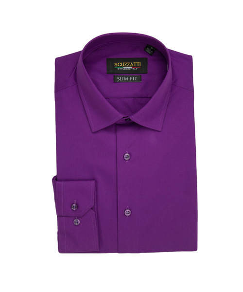 Lucas Fine Twill Slim Fit Shirt Purple
