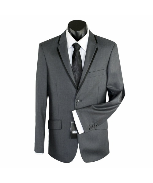 Bond Wool Blend Trim Suit Charcoal