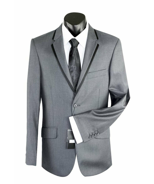 Bond Wool Blend Trim Suit Grey