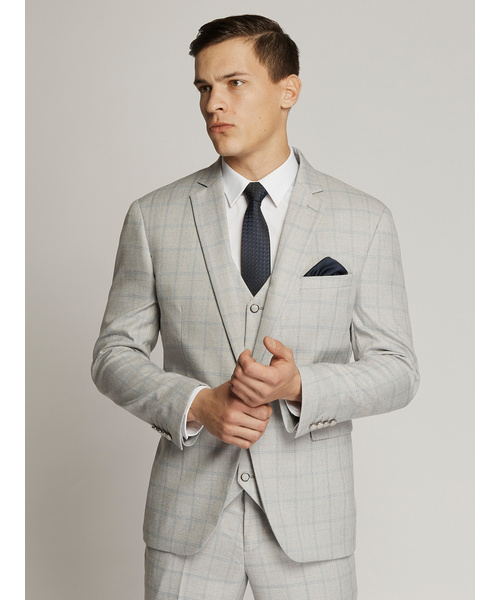 Langcaster Windowpane Suit Grey