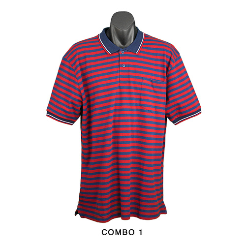 Summer Cotton Red Stripes Short Sleeve Polos